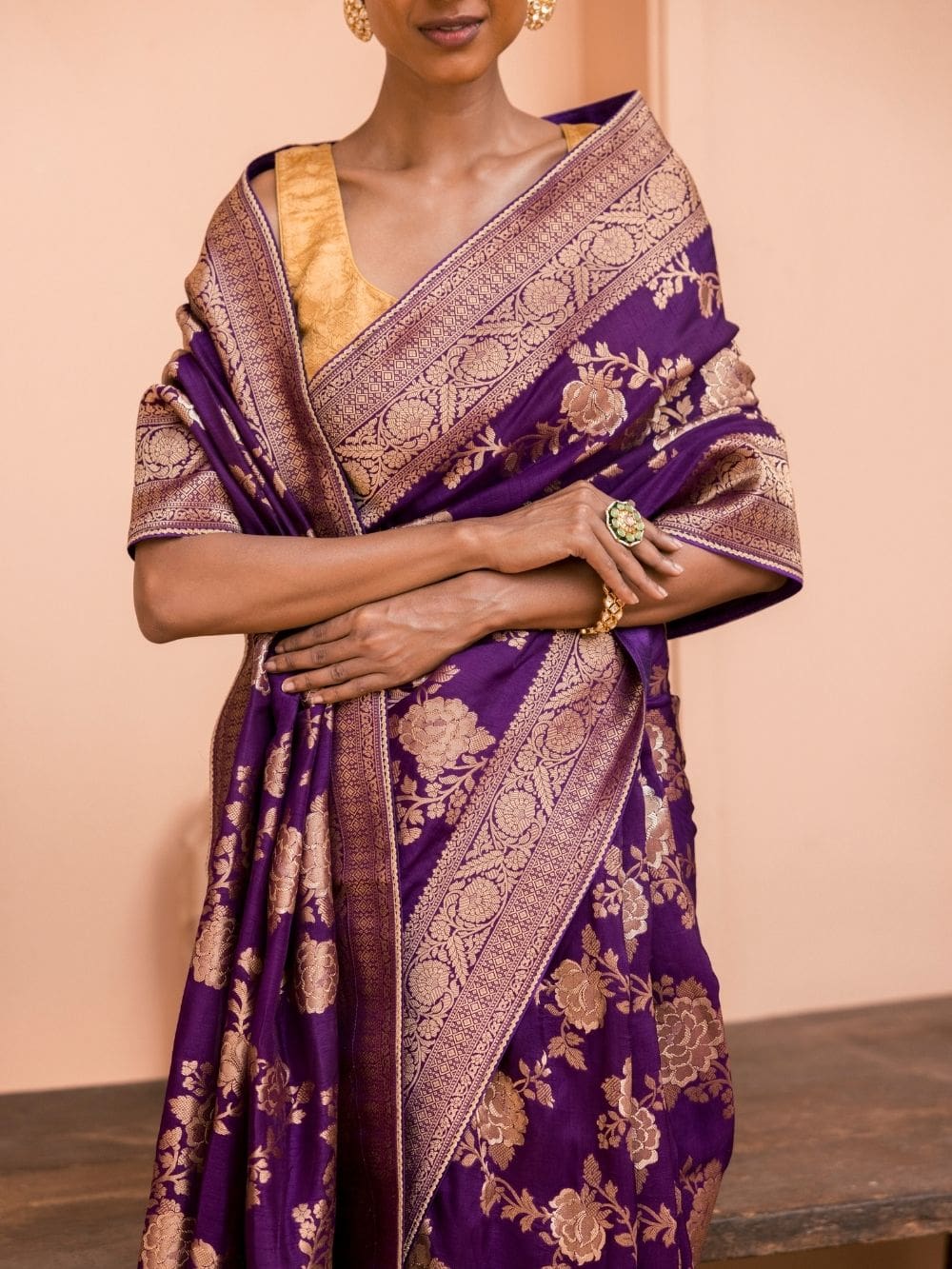 Purple Khadi Georgette Silk Saree with Rich Zari Detailing